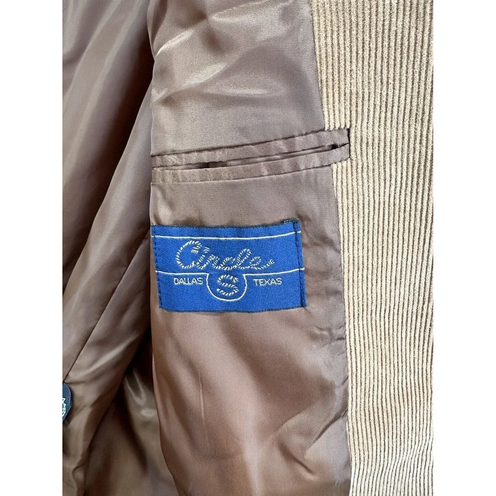 Circle S Dallas Texas Mens 44R Tan Corduroy Western Blazer Elbow Patches Yoke